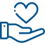 Hand with a heart on the palm icon